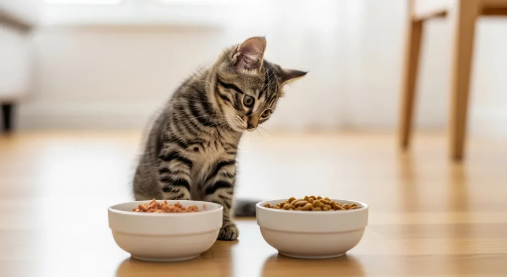 子猫ウエットフードとドライフード