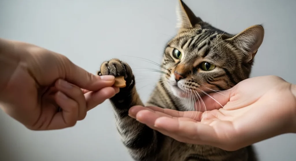 注意している猫