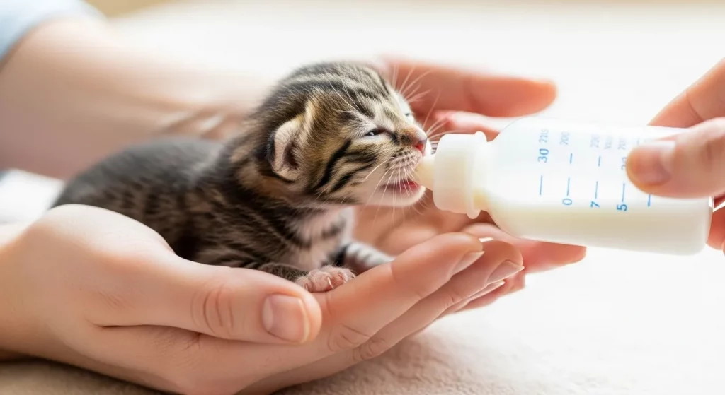 子猫ミルク飲んでいる