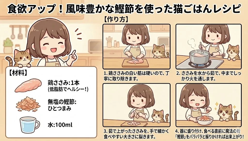 食欲アップ！風味豊かな鰹節を使った猫ごはんレシピ
