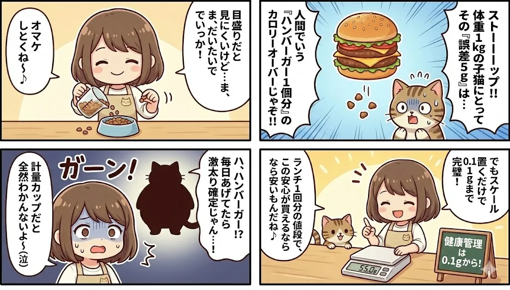猫の餌の量はキッチンスケールを使おう